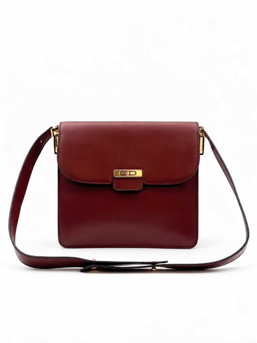 Vintage Dior Burgundy Leather Shoulder Crossbody Bag Gold Hardware